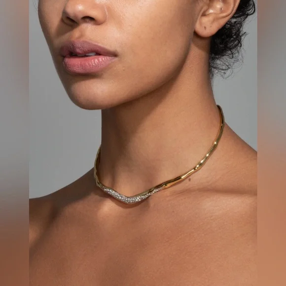 ALEXIS BITTAR • Solanales Gold Crystal Skinny Collar Necklace